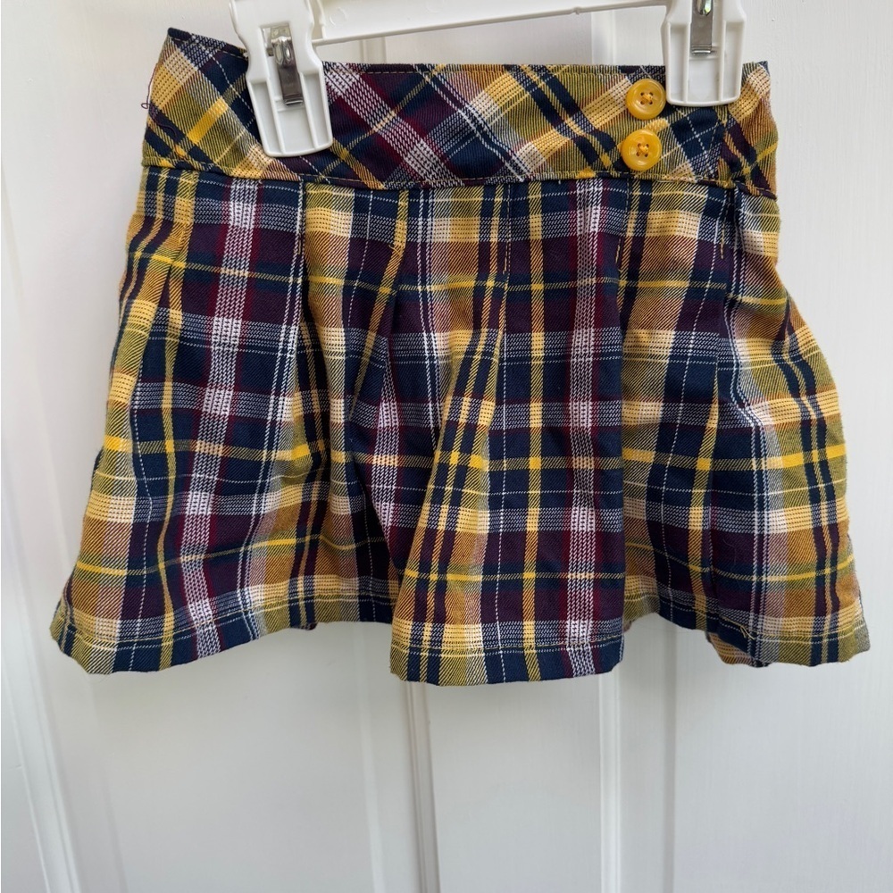 Garanimals 3T Girls Multicolor Yellow School Plaid Skort with Button Detail